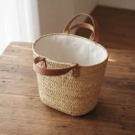 Straw and Leather Handbag - Image 3