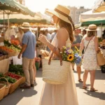 Straw and Leather Handbag - Image 4