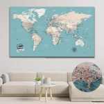 Turquoise Push Pin World Map - Image 4