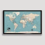 Turquoise Push Pin World Map - Image 7