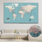 Turquoise Push Pin World Map