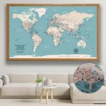 Turquoise Push Pin World Map - Image 3