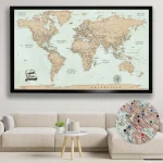 Brown Push Pin World Map - Image 3